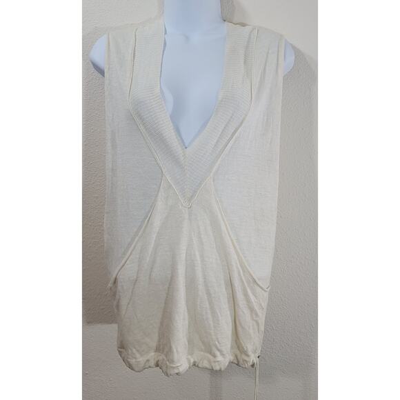 Banana Republic Heritage Cream Kangaroo Pouch Shirt XS Petite Drawstring Waist - Picture 1 of 5